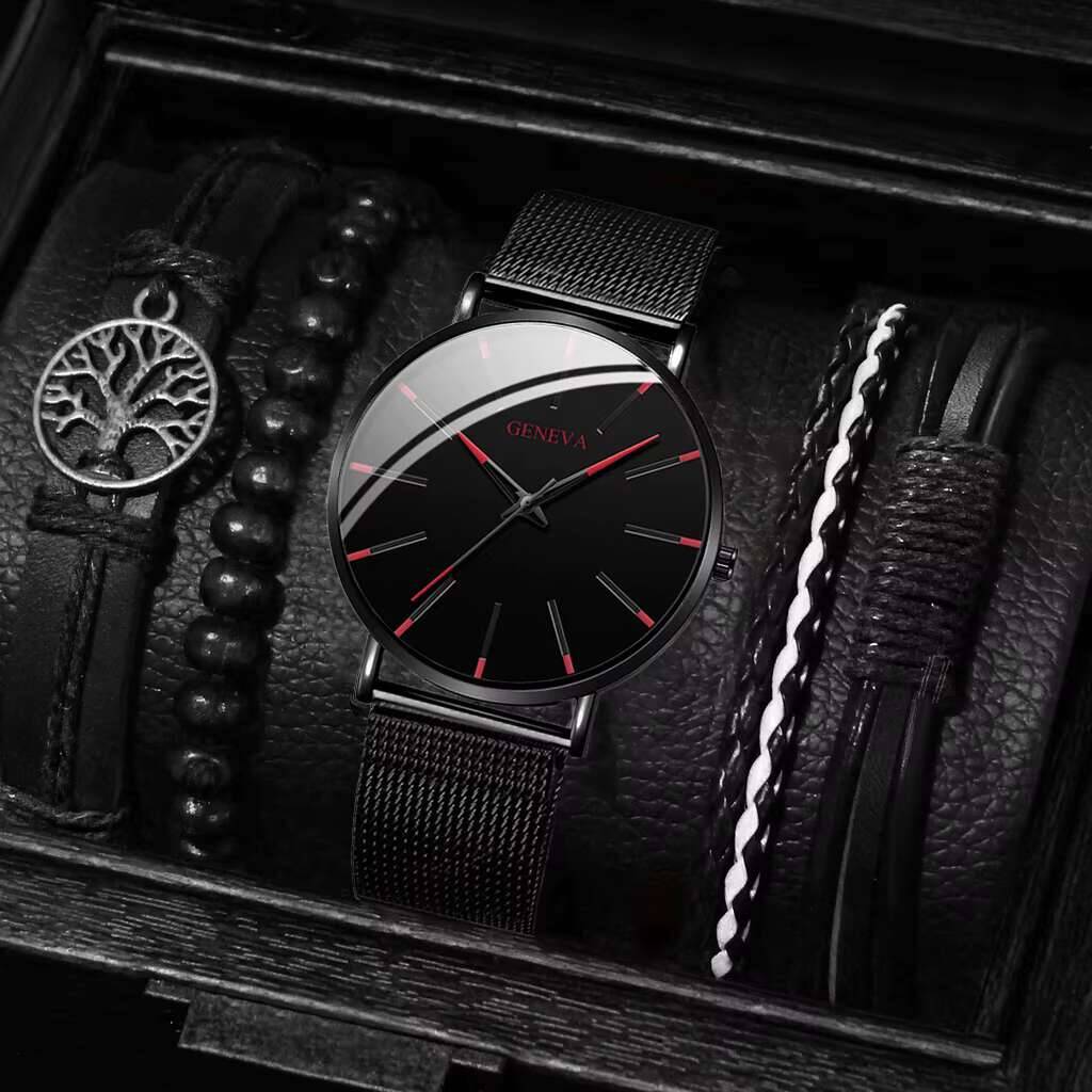 Luxury Watch All Black - 5 pz/set orologio da uomo di