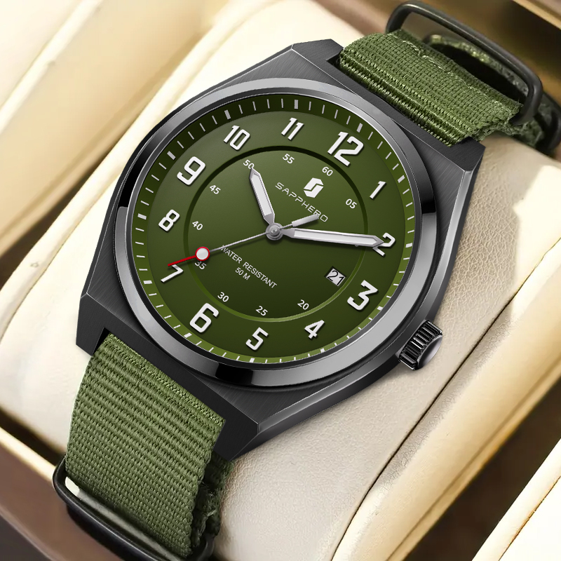 Luxury Watch With Green Dial - SAPPHERO Orologio sportivo al quarzo da