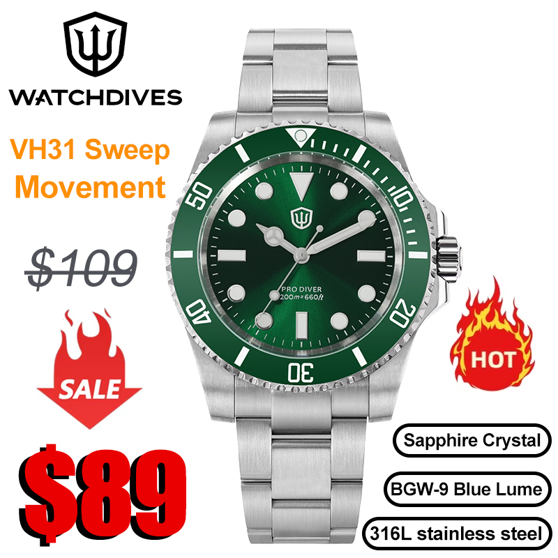 Watchdives WD1680Q V2 quadrant - Luxury Watch With Green Dial recensione e prezzo
